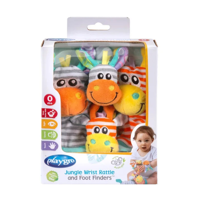 Playgro Rattle & Teether Jungle Wrist Rattle & Foot Finders 0 Month+ 4 Pieces