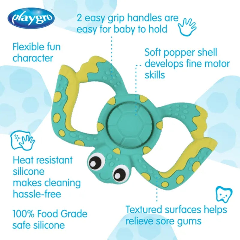 Playgro Rattle & Teether Pop & Chew Silicone Teether 6 Months+