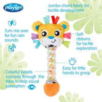 Playgro Rattle & Teether Safari Shaker Rain Rattle Stick Lion 3 Months+