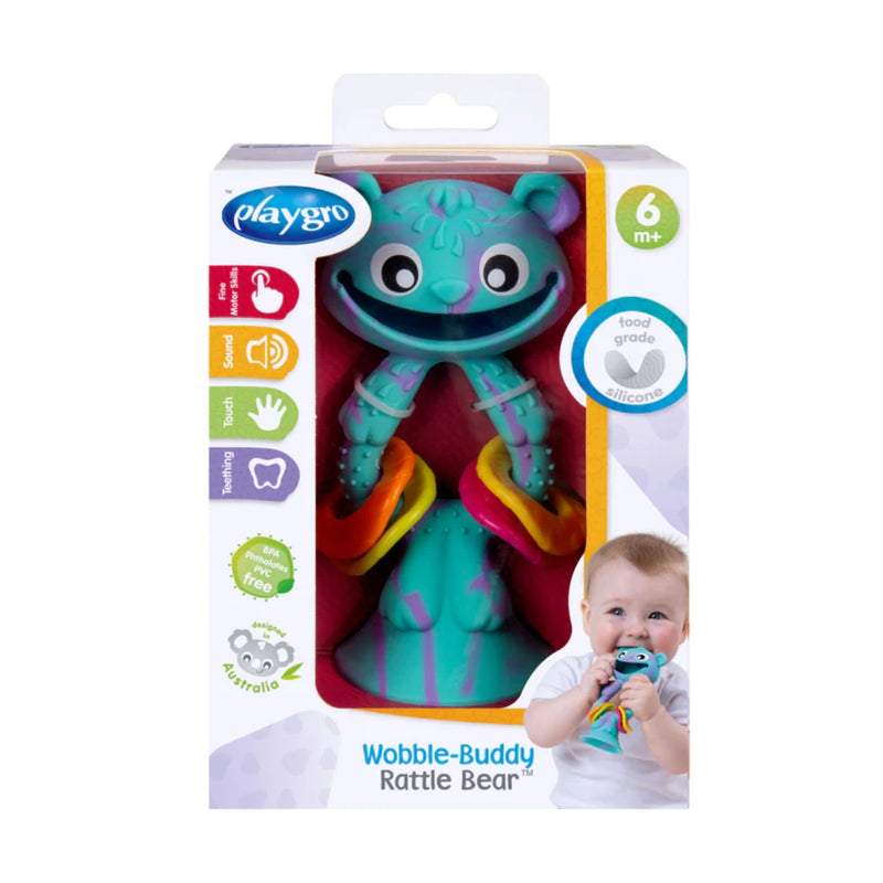 Playgro Rattle & Teether Wobble Buddy Rattle Bear 6 Months+