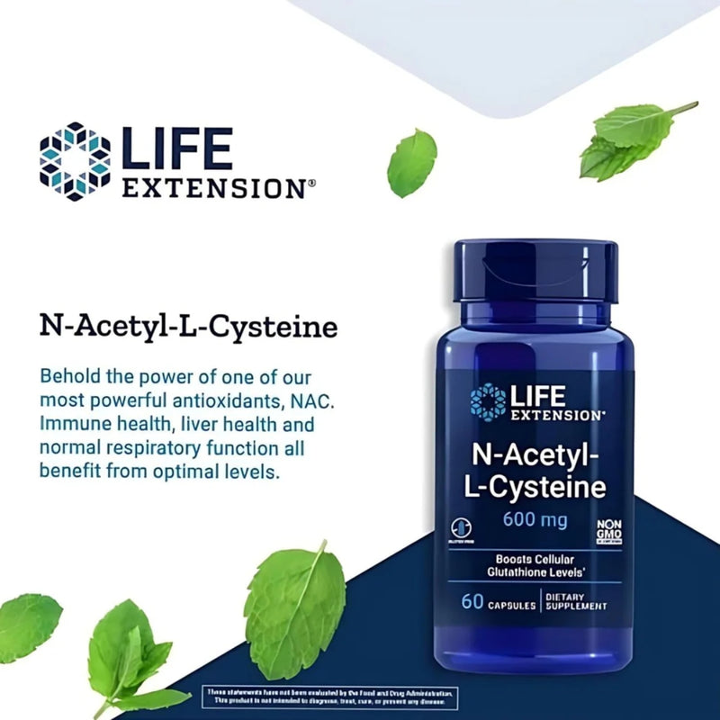 Life Extension N-Acetyl L-Cysteine 600mg 60 Capsules