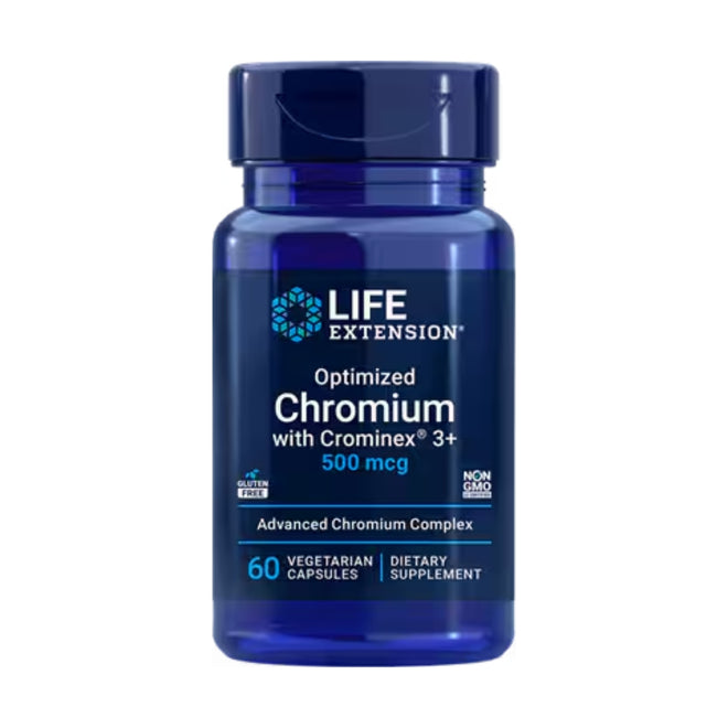 Life Extension Optimized Chromium With Crominex 3+ 500mcg 60 Vegetarian Capsules