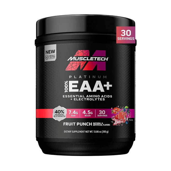 MuscleTech Platinum 100% EAA+ Essential Amino Acid & Electrolytes Fruit Punch 30 Serves 393g