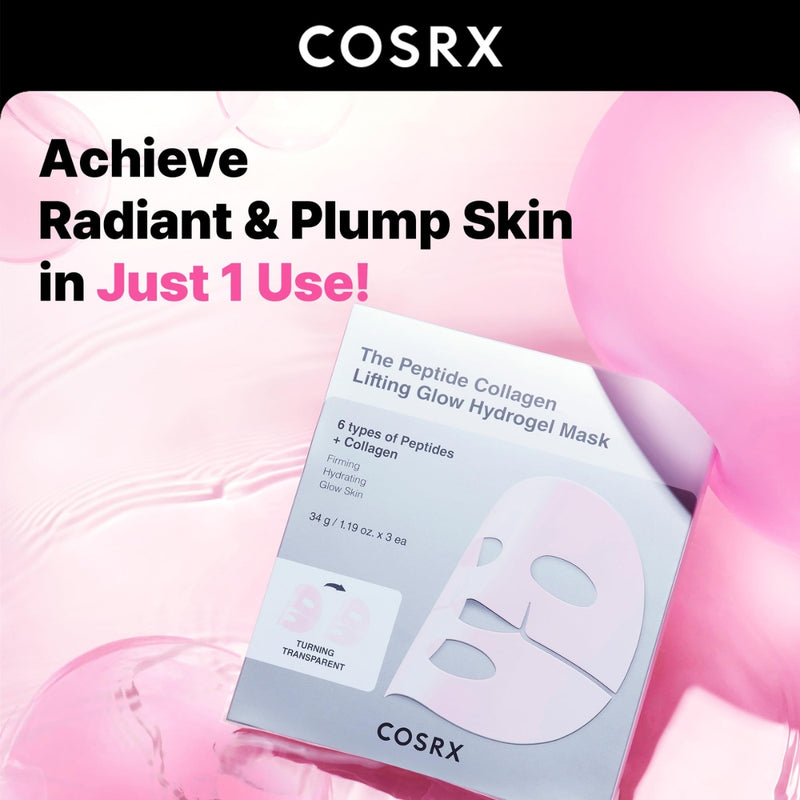 COSRX The Peptide Collagen Lifting Glow Hydrogel Mask 3 x 34g