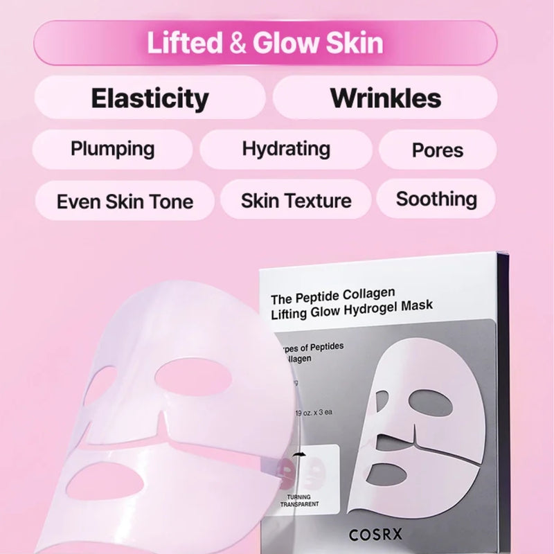 COSRX The Peptide Collagen Lifting Glow Hydrogel Mask 3 x 34g