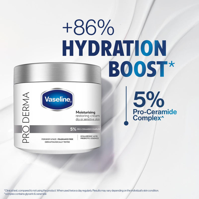 Vaseline Pro Derma Ultra Moisturising Repair Body Cream 360g Fragrance Free 360g