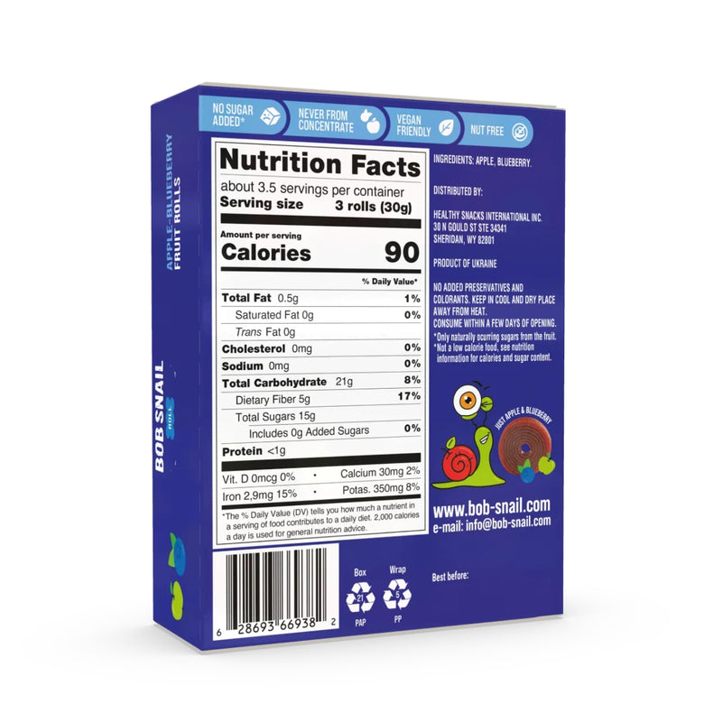 Bob Snail Fruit Rolls Apple Blueberry 100g