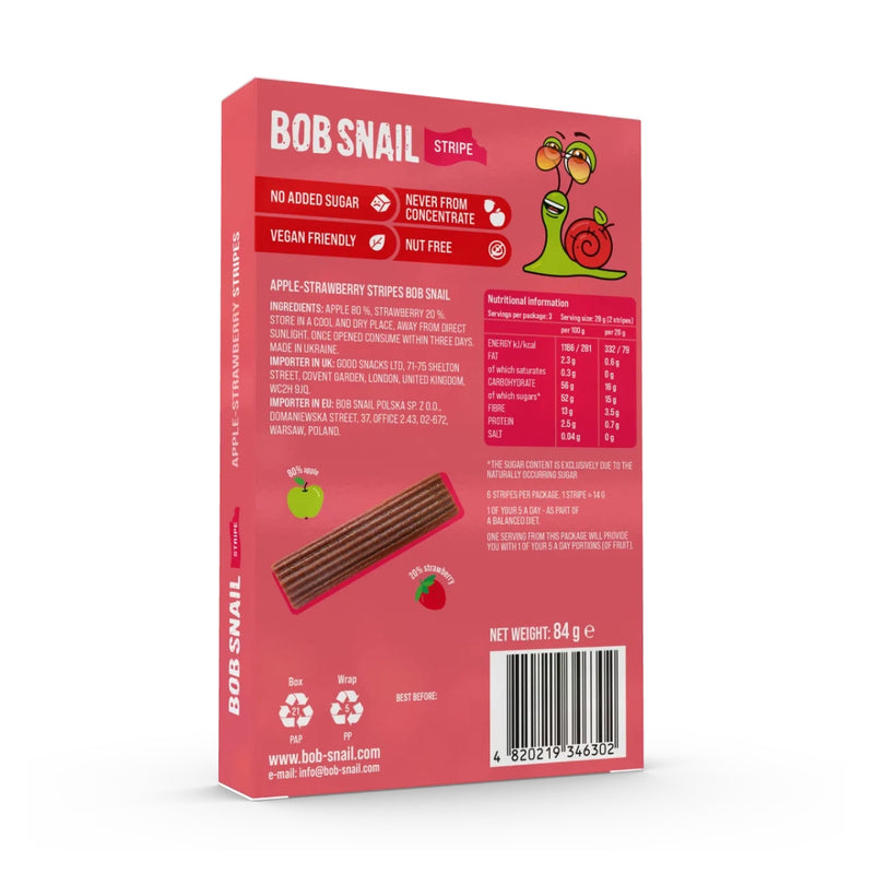Bob Snail Stripes Apple Strawberry 6 x 14g