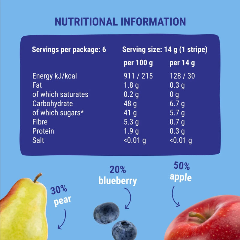 Bob Snail Stripes Apple Pear Blueberry 6 x 14g