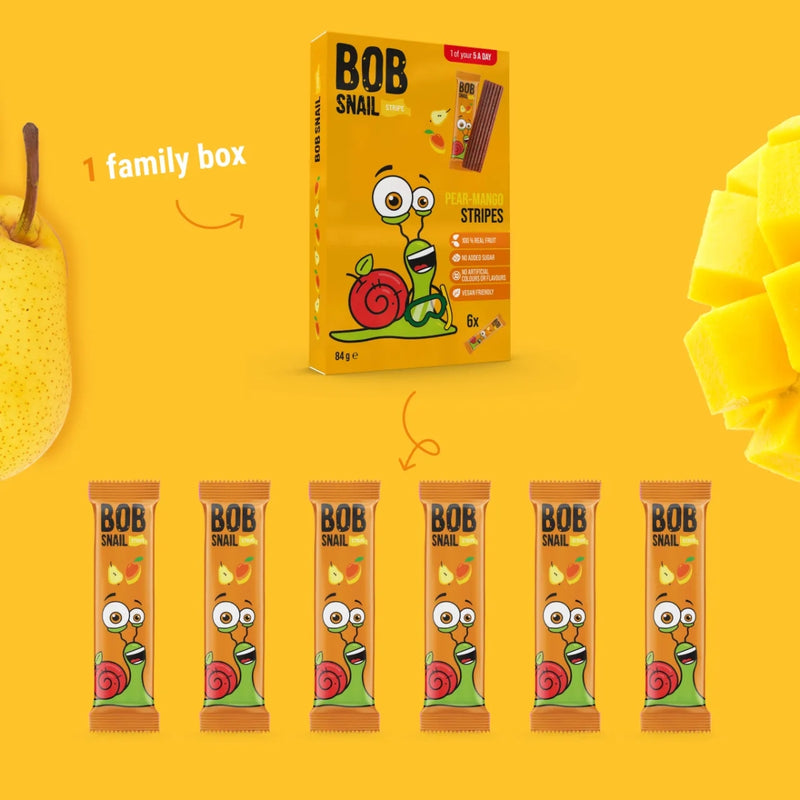 Bob Snail Stripes Pear Mango 6 x 14g