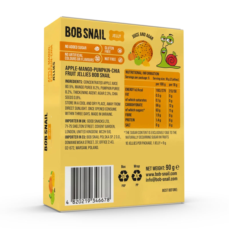 Bob Snail Fruit Jellies Apple Mango Pumpkin Chia 90g