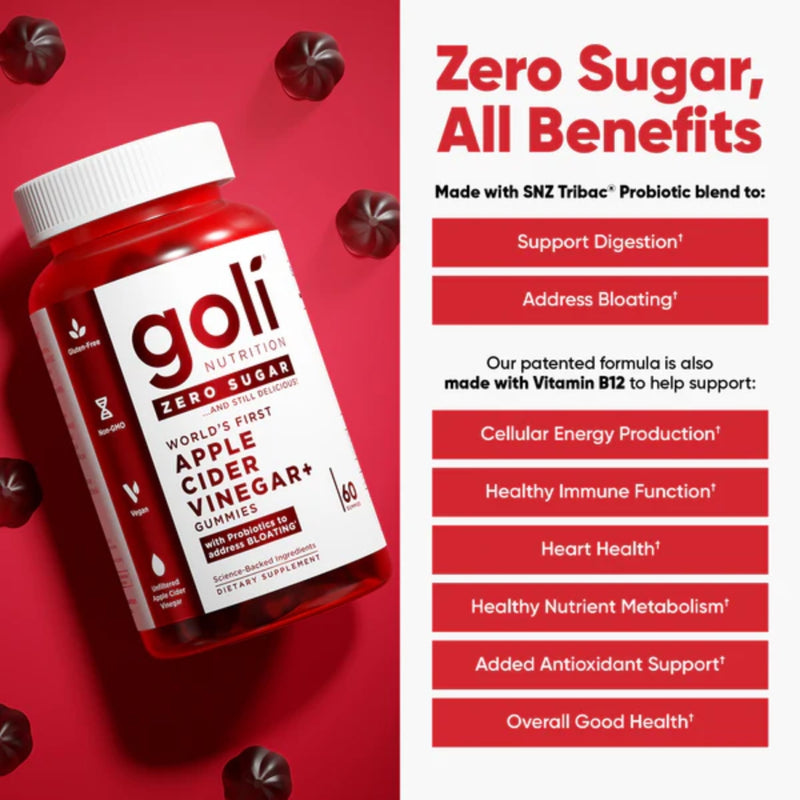 Goli Nutrition Apple Cider Vinegar Zero Sugar 60 Gummies
