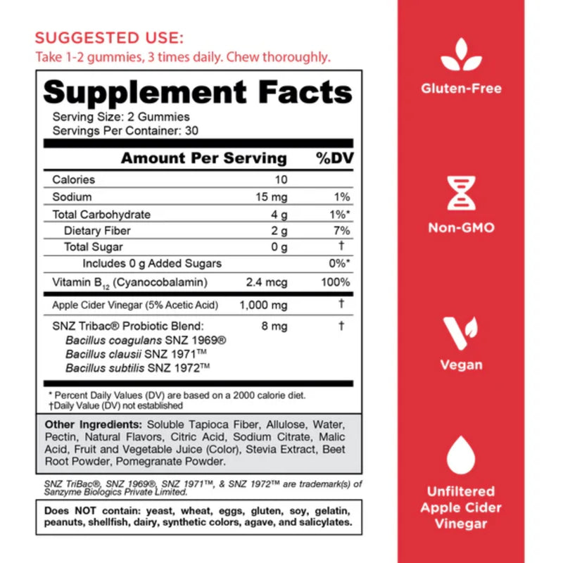 Goli Nutrition Apple Cider Vinegar Zero Sugar 60 Gummies