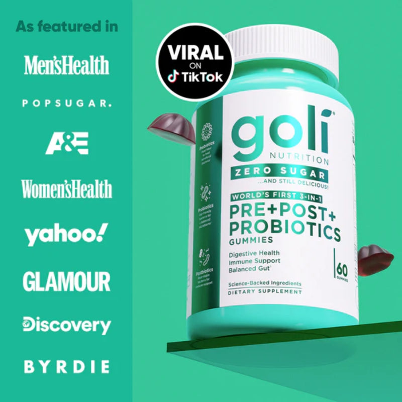 Goli Nutrition Pre+Post+Probiotics Zero Sugar 60 Gummies