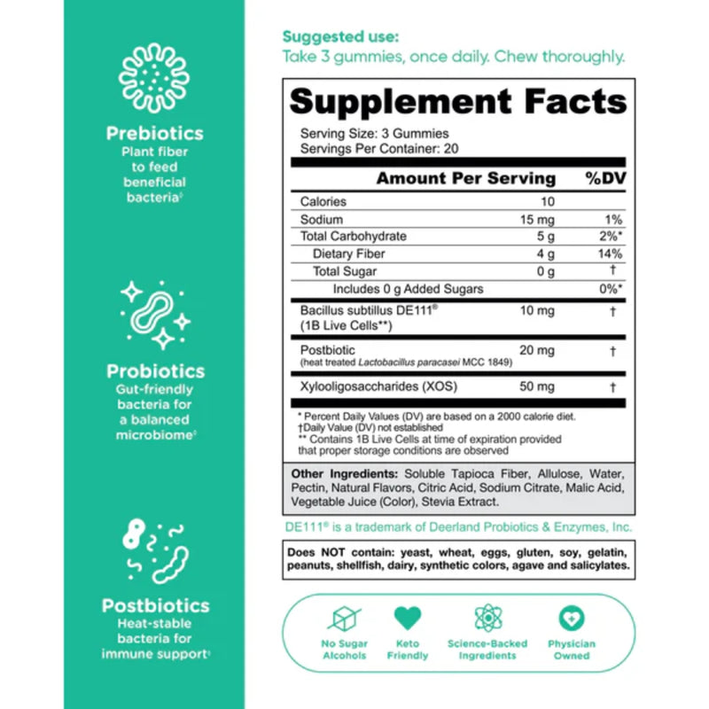 Goli Nutrition Pre+Post+Probiotics Zero Sugar 60 Gummies