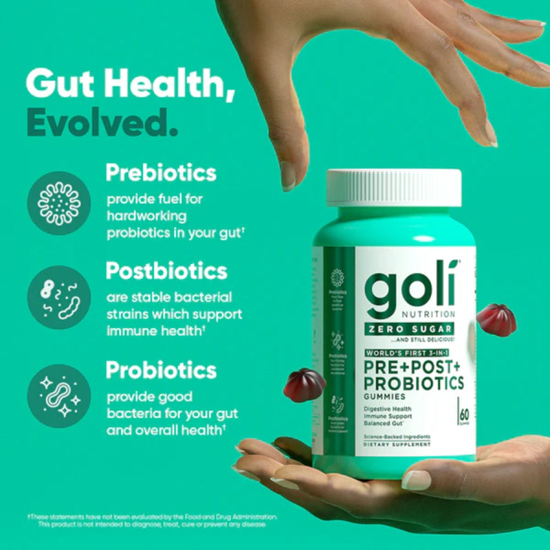 Goli Nutrition Pre+Post+Probiotics Zero Sugar 60 Gummies