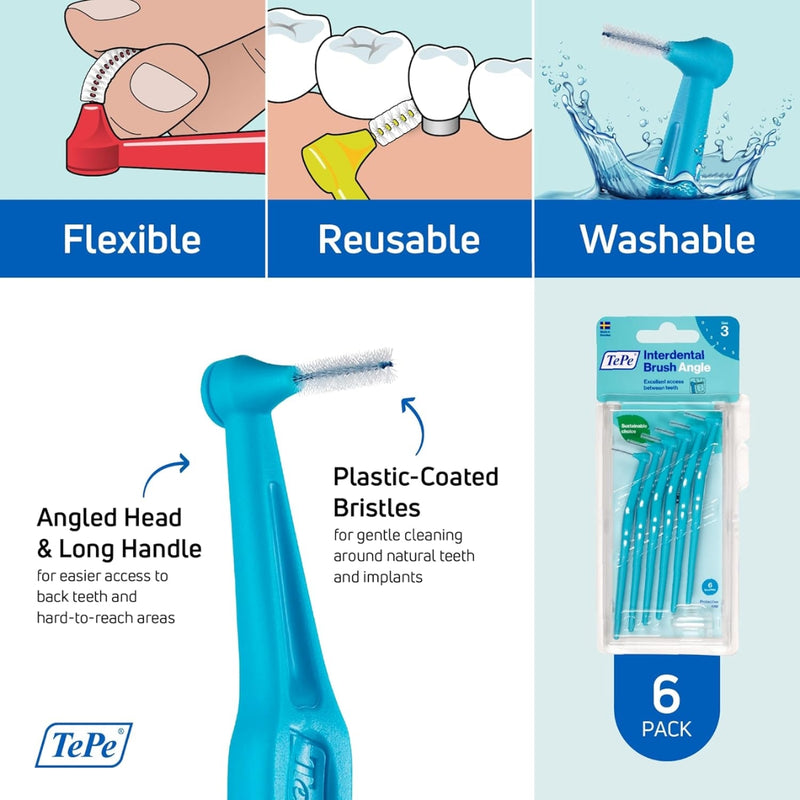 TePe Angle Interdental Brush Blue 0.6mm 6 Pieces