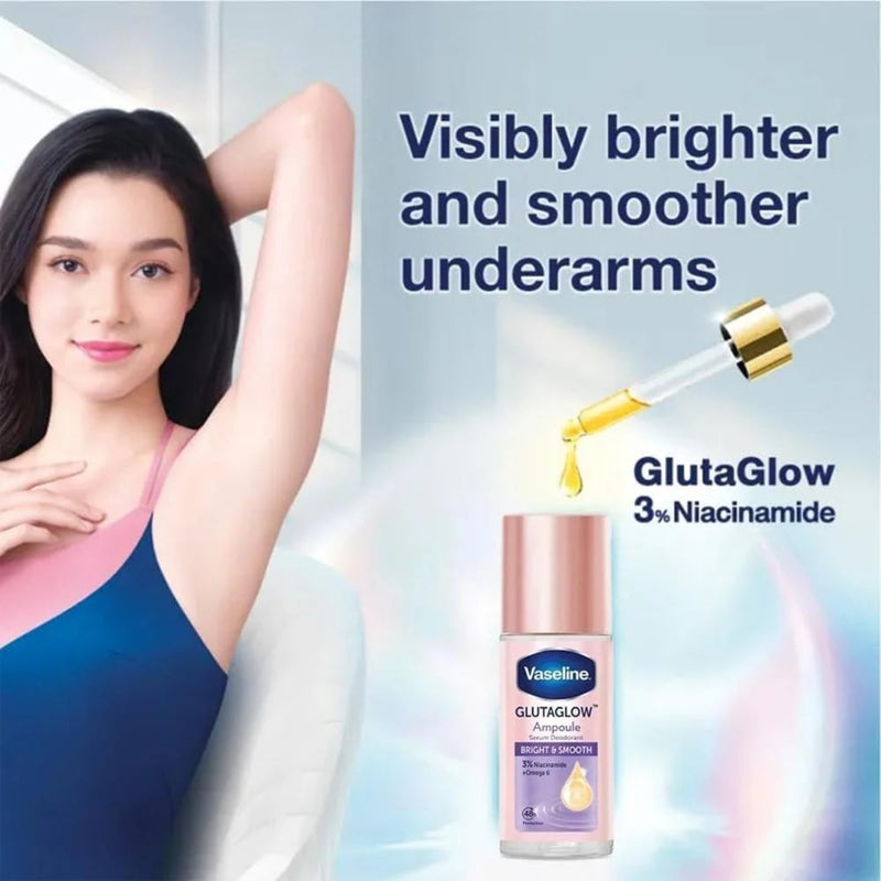 Vaseline Gluta Glow Ampoule Serum Deodorant Roll On Bright & Smooth 45ml