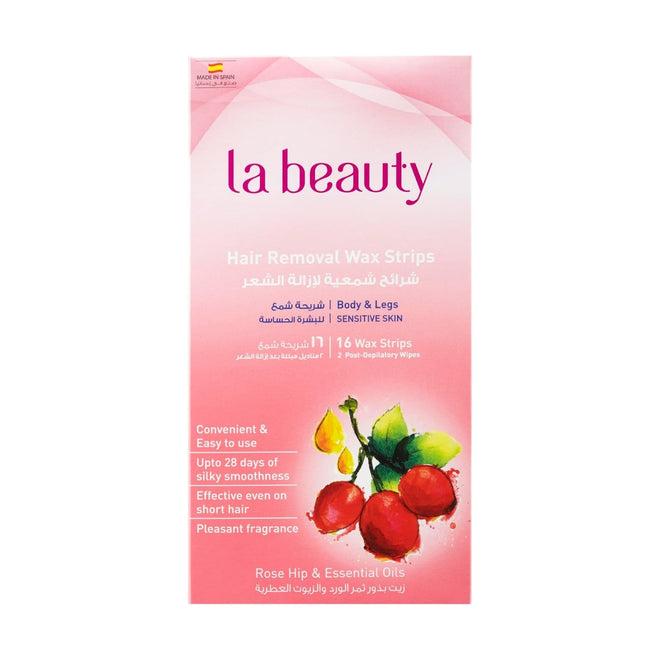 La Beauty Hair Removal Wax Strips Body & Legs For Sensitive Skin 16 Strips