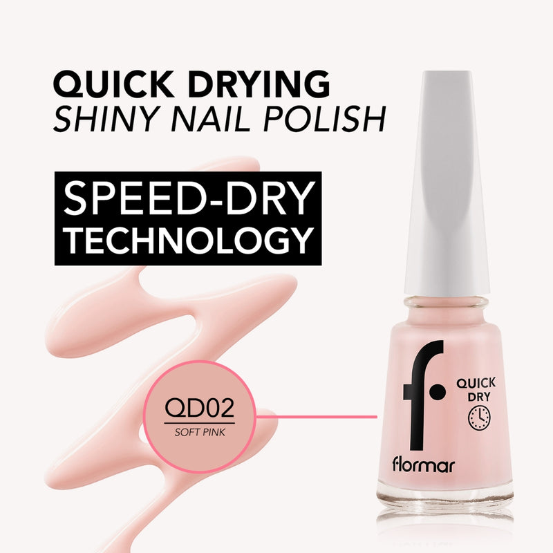 Flormar Quick Dry Nail Enamel QD02 Soft Pink 11ml