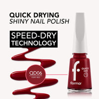 Flormar Quick Dry Nail Enamel QD06 Fiery Red 11ml