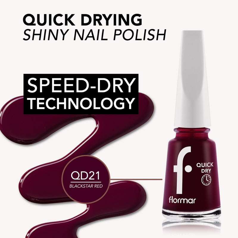 Flormar Quick Dry Nail Enamel QD21 Blackstar Red 11ml
