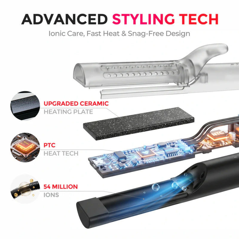 Tymo Airflow 2 In 1 Hair Curler & Straightener Black