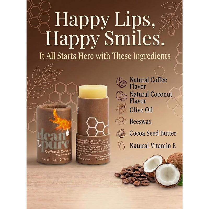 Clean & Pure Lip Balm Coffee & Coconut 6g