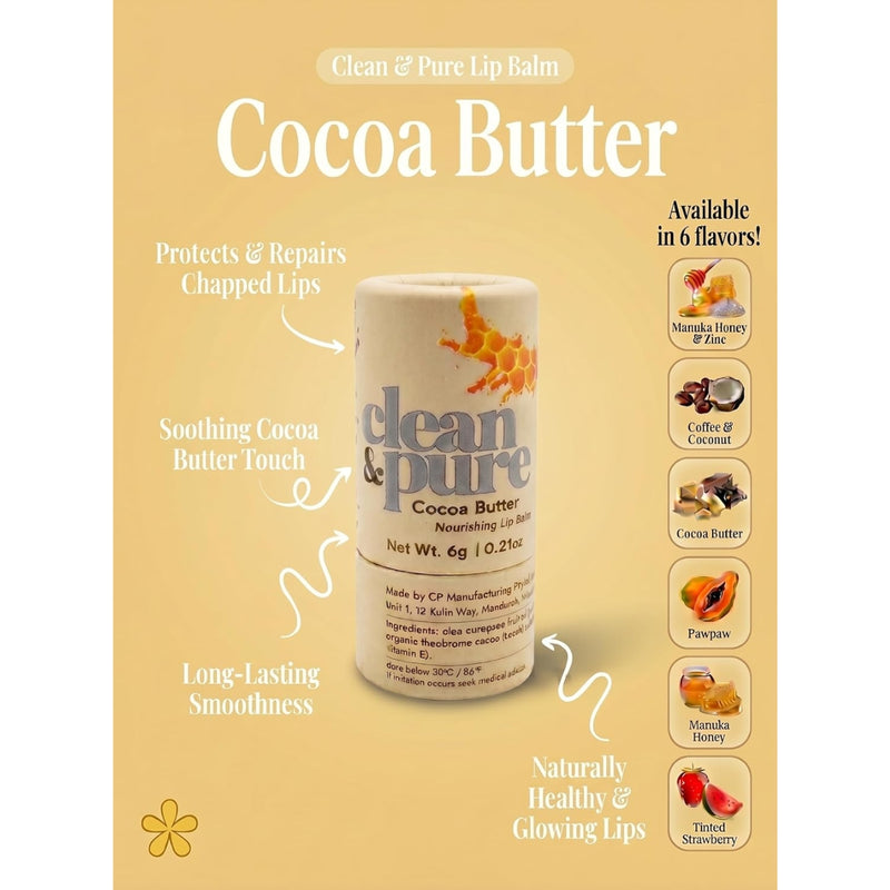 Clean & Pure Lip Balm Cocoa Butter 6g