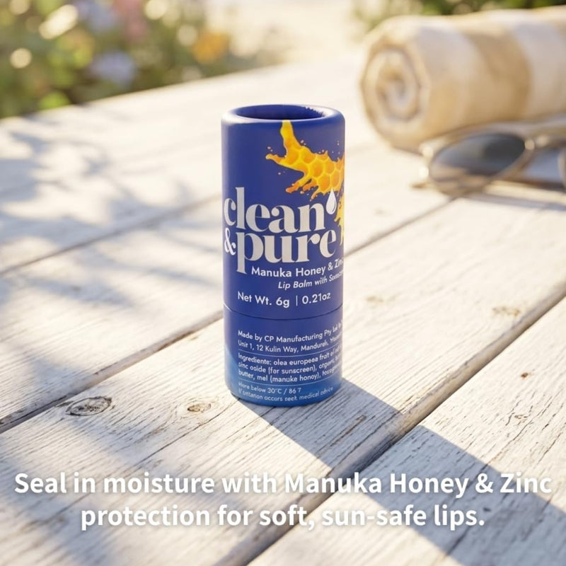 Clean & Pure Lip Balm Manuka Honey & Zinc SPF15 6g