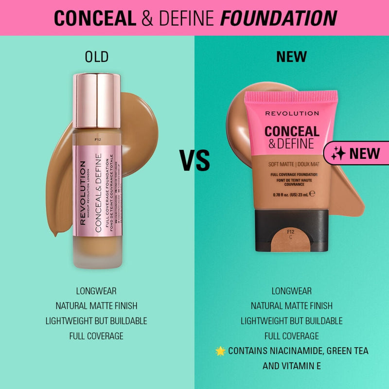 Revolution Makeup Conceal & Define Soft Matte Foundation F7.2NW 23ml