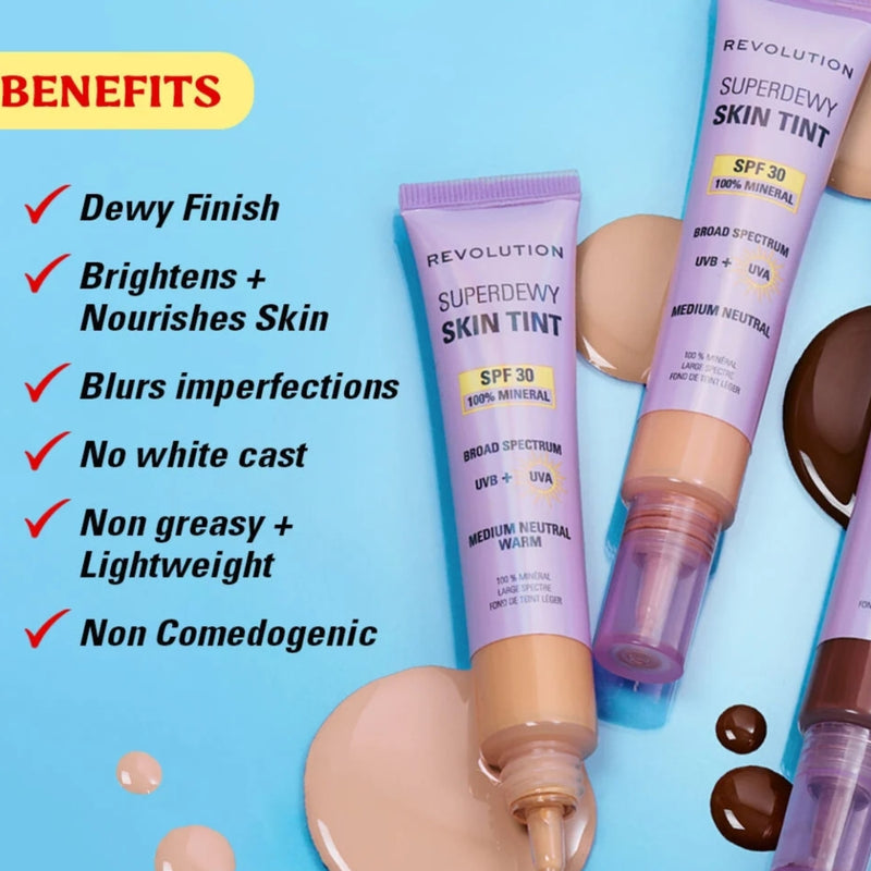 Revolution Makeup Superdewy Skin Tint SPF30 Medium Tan Warm 28ml