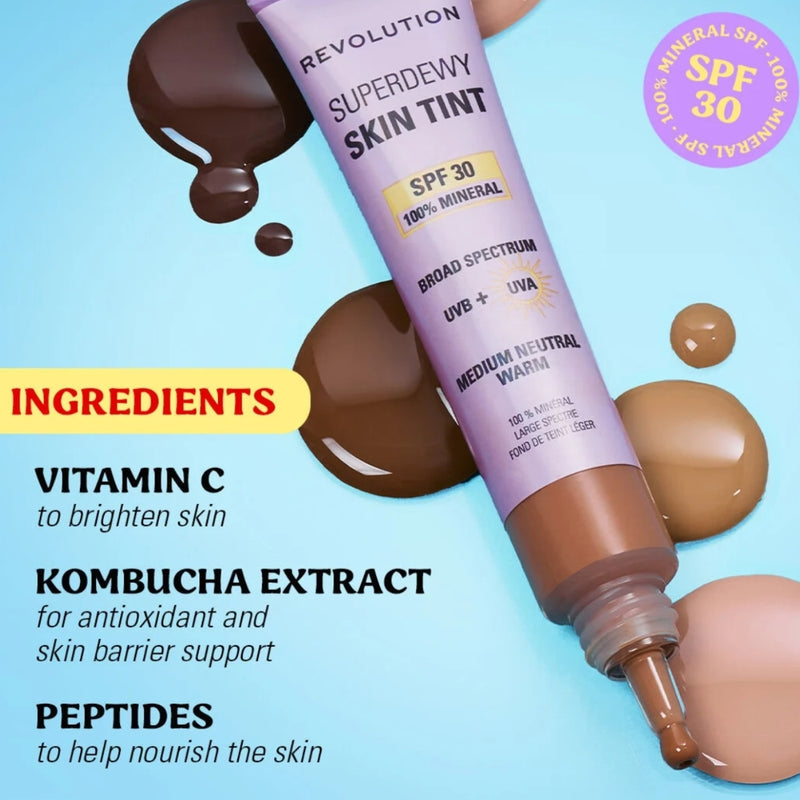 Revolution Makeup Superdewy Skin Tint SPF30 Medium Tan Warm 28ml