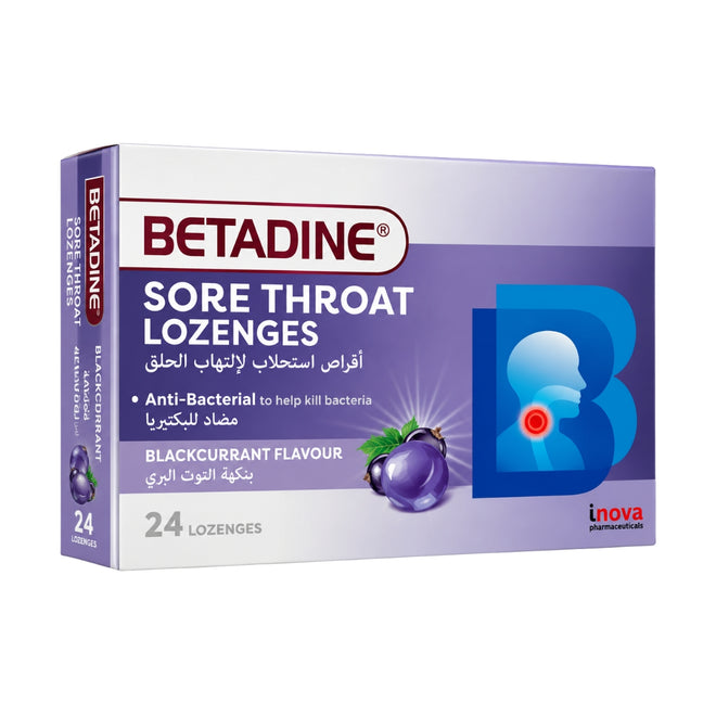 Betadine Sore Throat Black Currant 24 Lozenges