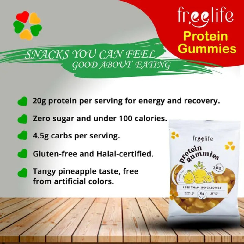 Free Life Protein Gummies Pineapple 32g