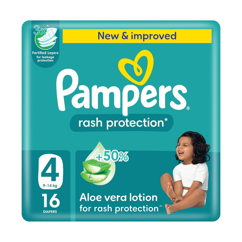 Pampers Diapers Rash Protection Taped Size 4 (9-14kg) 16 Pieces