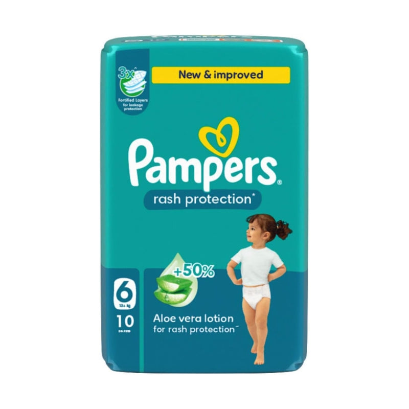 Pampers Diapers Rash Protection Taped Size 6 (13+kg) 10 Pieces