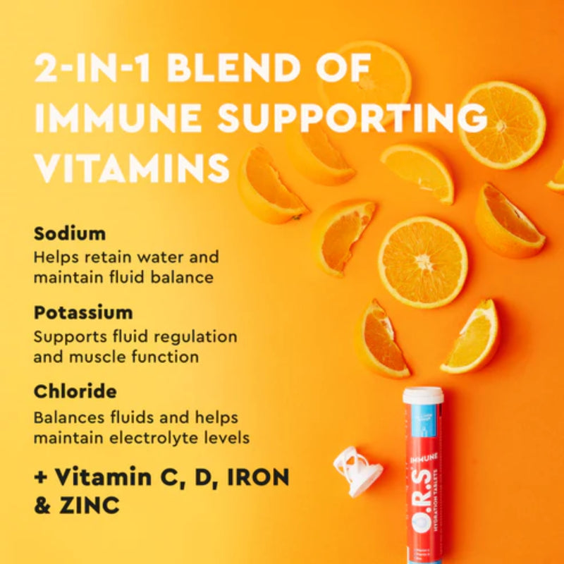 ORS Hydration Immune Orange 20 Effervescent Tablets