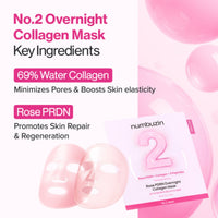 Numbuzin PDRN 2 Rose Overnight Collagen Mask 4 Pieces