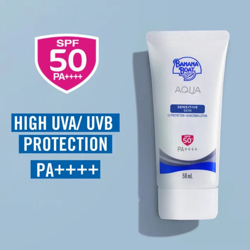 Banana Boat Aqua Sensitive Skin UV Protection Sunscreen Lotion SPF50+ 50ml