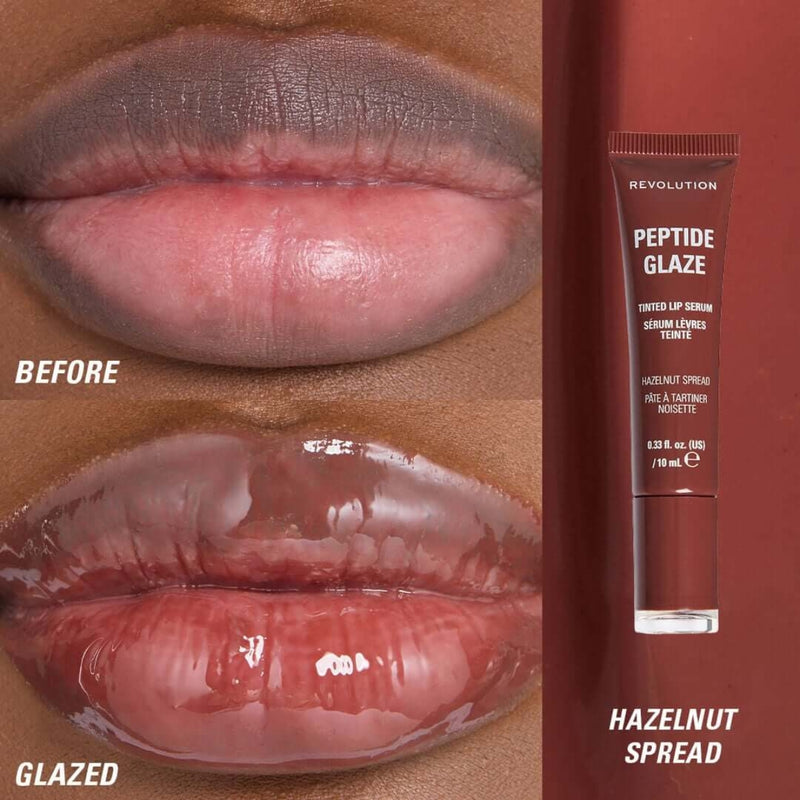 Revolution Makeup Peptide Glaze Tinted Lip Serum Hazelnut Spread 10ml