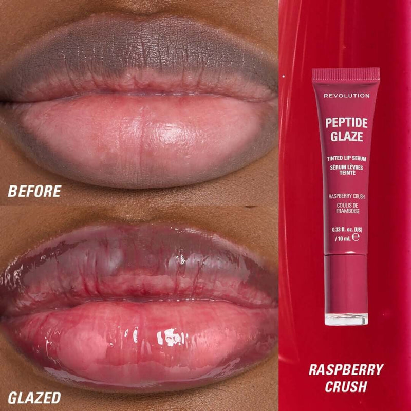 Revolution Makeup Peptide Glaze Tinted Lip Serum Raspberry Crush 10ml