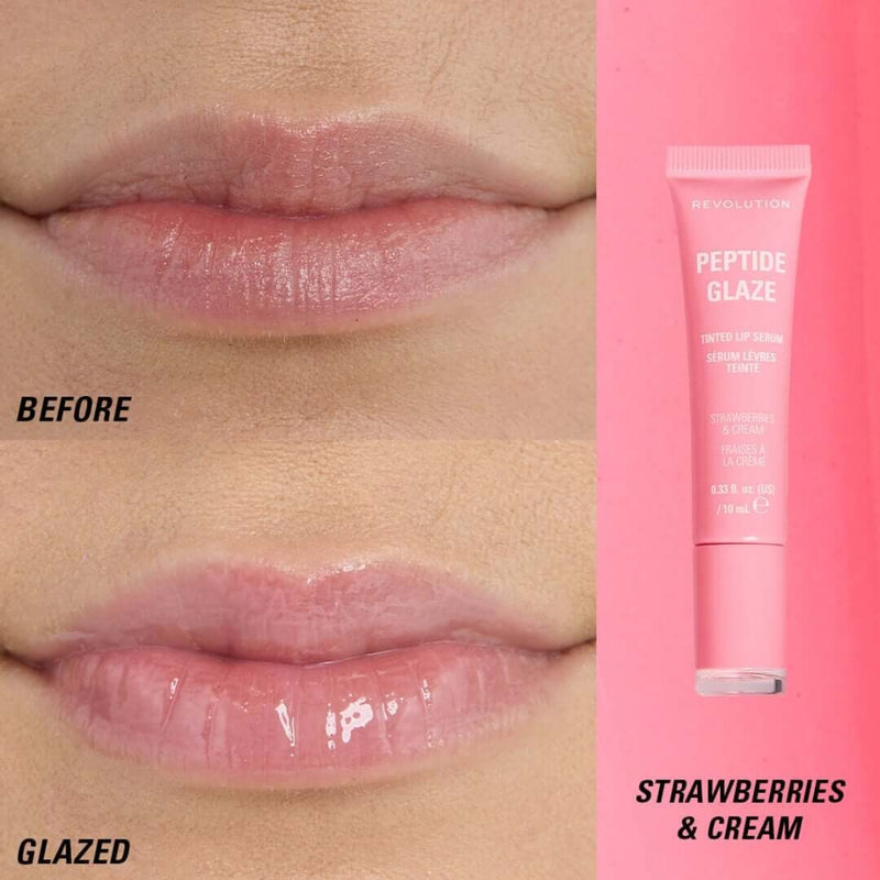 Revolution Makeup Peptide Glaze Tinted Lip Serum Strawberries & Cream 10ml