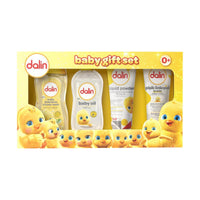 Dalin Baby Shampoo & Body Wash 200ml + Baby Oil 200ml + Baby Liquid Powder Classic 100ml + Nappy Cream 100ml Gift Set
