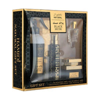 Hamidi Black Musk Air Freshener 480ml + Muattar 50g + Eau de Parfum 100ml + Concentrated Perfume Oil 12ml Gift Set