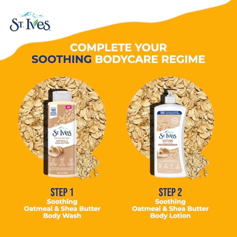 St. Ives Body Lotion Natural Soothing Oatmeal & Shea Butter 532ml BOGOF