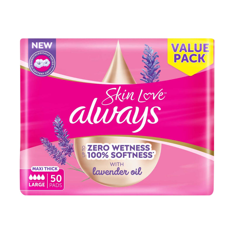 Always Sanitary Pads Thick Long & Wide 50 Count