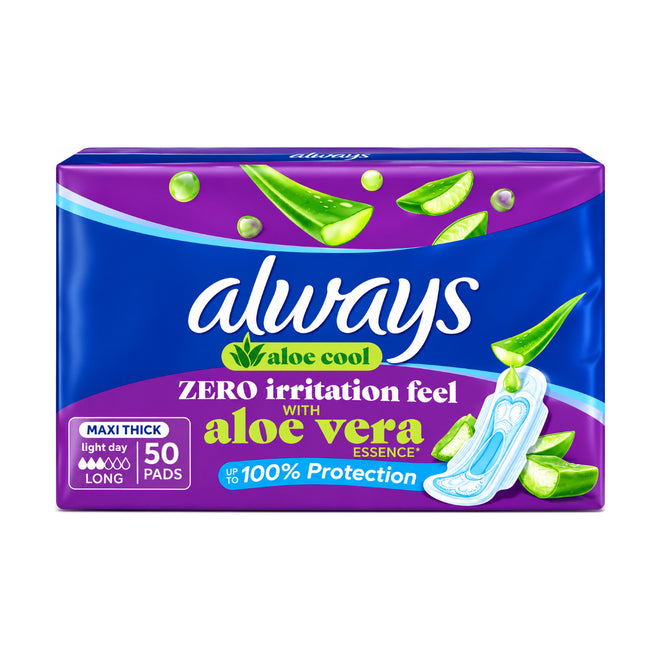 Always Sanitary Pads Thick Long & Wide 50 Count