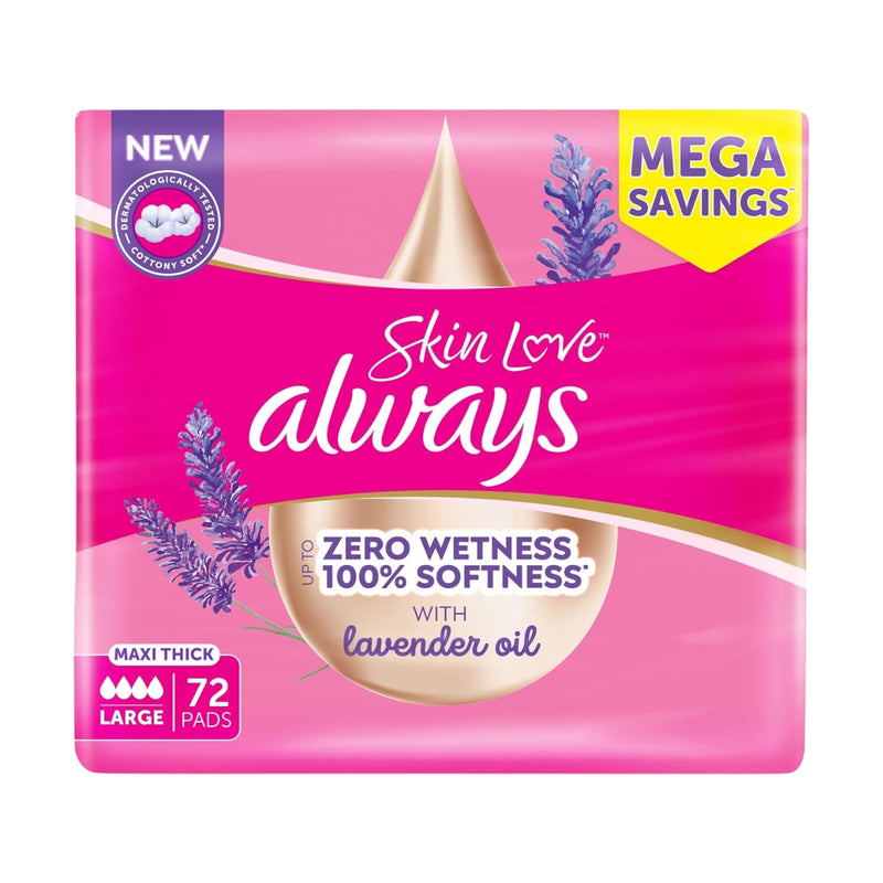 Always Sanitary Pads Thick Long & Wide 72 Count