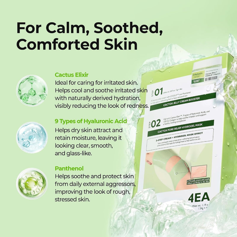 Dr Melaxin Cactox Pore Relief Jelly Cream Booster 2g + Hydrogel Mask Set 34g x 4